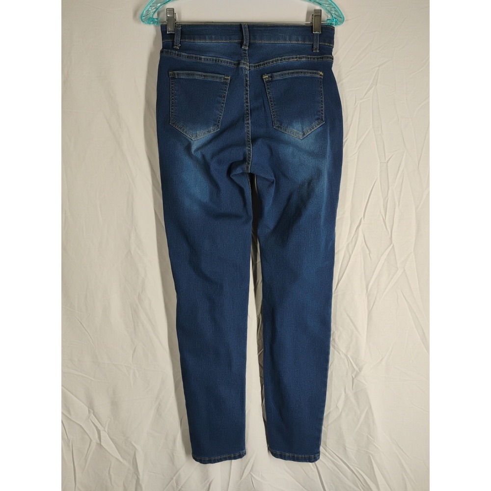 Unbranded Women's MEDIUM Dual Button Flap Closure Mid Rise Denim Blue Jeans - Picture 5 of 8